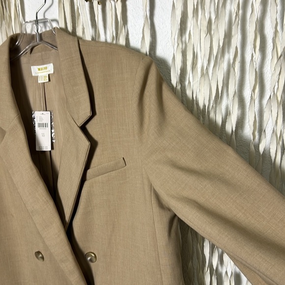 Anthropologie | Maeve NWT Tan Double Breasted Women's Blazer Size  12 - Picture 2 of 11